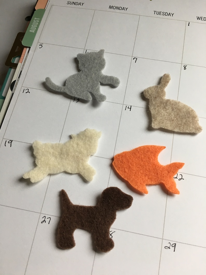 Pets-Mini Animal Felt Shapes-Party Favors-Fish Quiet Book Decorations-Bible Journaling-Planner-Embellishments-Iron On Applique-Felt Shapes