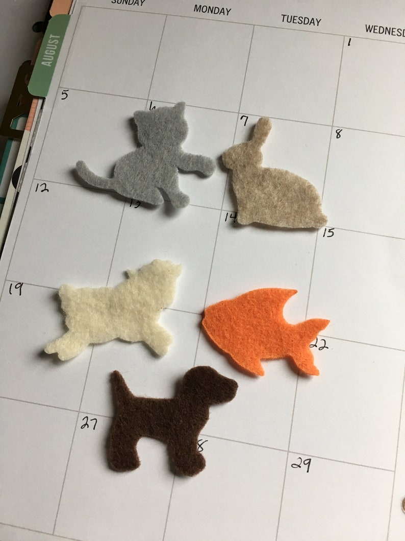 Pets-Mini Animal Felt Shapes-Party Favors-Fish Quiet Book Decorations-Bible Journaling-Planner-Embellishments-Iron On Applique-Felt Shapes
