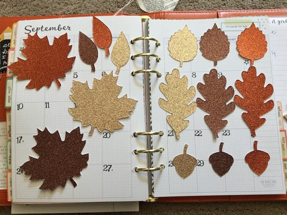 glitter fall leaves stickers