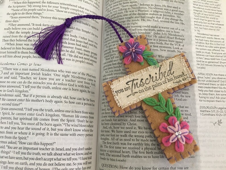 Felt Bookmark Crosses-Bible Journaling-Planner Accessory-Christian Women Gifts-Faith Inspired Gifts-Collage Art-Easter Gifts-Custom Bookmark image 8