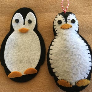 DIY Felt Penguin Ornament Kit-Button Eyes-Felt Gift Tag-Christmas Crafts-&quot;Make It&quot;-Penguin Stuffy-Handmade Holiday Gifts-Planner Accessories