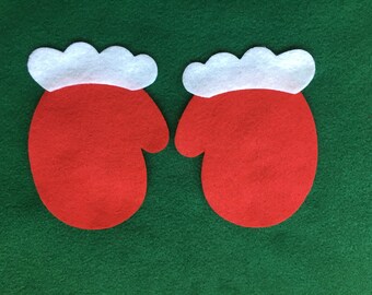 Felt Christmas Mittens-DIY Christmas Ornaments-Kids Craft Kits-Mittens-Baby Ornament-Die Cuts-Mitten Shapes-Cut Outs-Felt Pieces