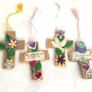 Felt Bookmark Crosses-Bible Journaling-Planner Accessory-Christian Women Gifts-Faith Inspired Gifts-Collage Art-Easter Gifts-Custom Bookmark The Greatest is Love