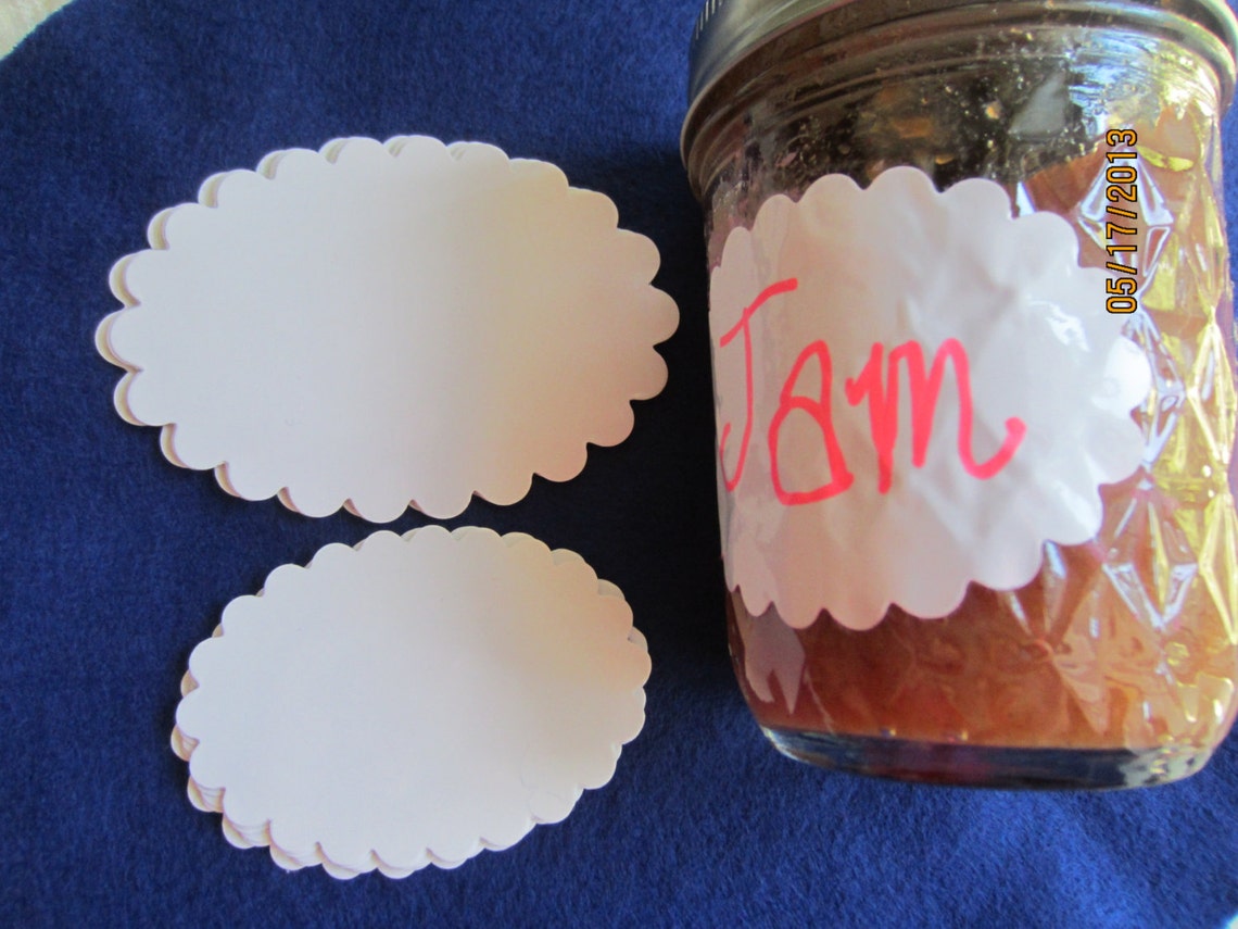 Removable White Dry Erase Labels Jar Labels Scallop Oval Etsy