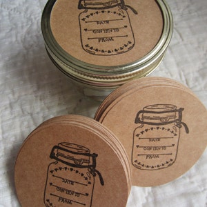 Wide Mouth Mason Jar Stickers-canning Jar Labels- Circle Kraft Colored ...