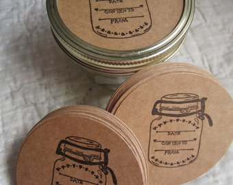 Wide Mouth Mason Jar Stickers-Canning Jar Labels- Circle Kraft Colored Stickers-Homestead Canning Stickers