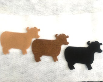 Cow Felt Cut Outs-Felt Cow Shapes- Die Cuts-Quiet Books-Farm Animals-Homestead Crafts- DIY Appliques -Cow Stuffy-Ornament-Creative Play