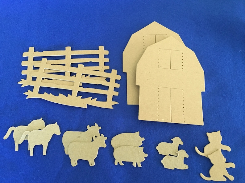 Farm Yard Chipboard Cutouts-Barn-Farm Animals-Die Cuts-Party Decor-Birthday Crafts-Planner Accessories-Cupcake Toppers-Card Making-Toppers