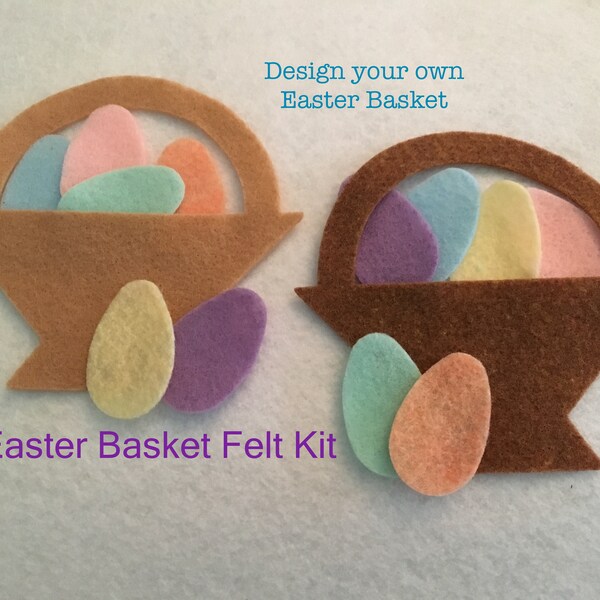 Felt Easter Basket-Colored Eggs-Kit-DIY Kids Crafts-Party Decor-Birthday Party Crafts-Quiet Books-Felt Story Books-Imaginative Play Kit