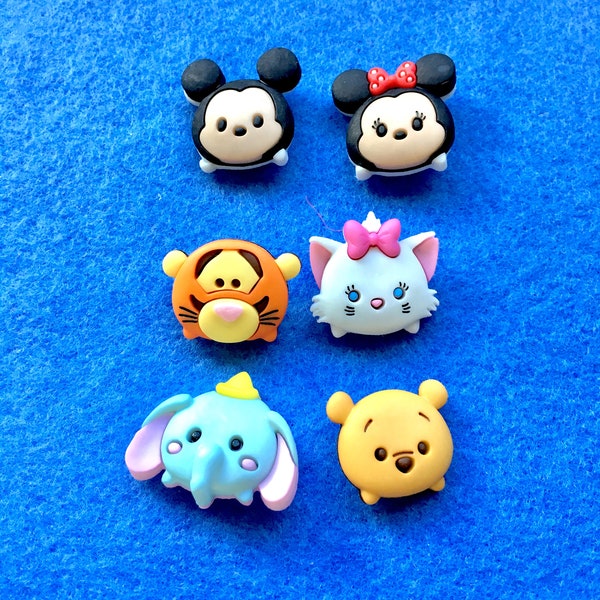 SALE- Tsum Disney Buttons-Cartoon Character Embellishments-Iconic Movie Character- Accessories-DIY Maker Kit-Decorations-Mickey Minnie