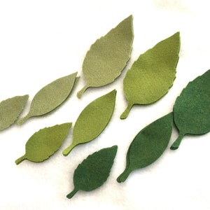 Wool Felt Leaves-Applique-Penny Rug- Primitive Stitching Quilting Embellishments-Needle Felt-Wool-DIY Crafts-Green Leaves-Holiday Crafts