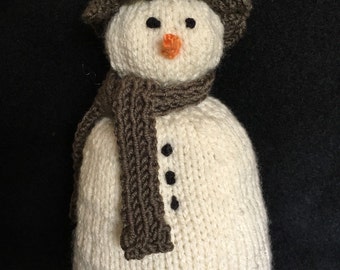 Hand Knitted Snow Family- Dad Snowman-Handmade Snowman Doll-Knitted Snowman-Snowman with Hat-Christmas Decorations-Gifts