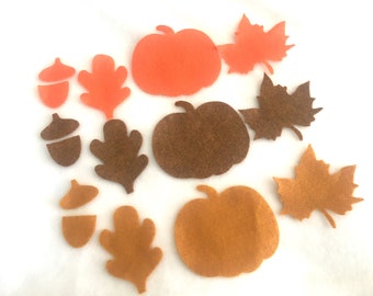 Harvest Felt Medley-DIY Autumn Leaves Decorations- Thanksgiving Ornaments- Felt Fall Themed Die Cuts - Pumpkin Felt Pieces