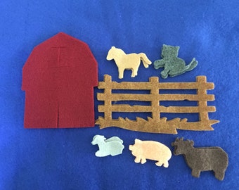 Felt Barn-Farmyard Kit-Barnyard Animals-DIY Christmas Ornaments-Birthday Party Craft Kits-Mobile-Quiet Books-Felt Die Cut Personalized Gifts