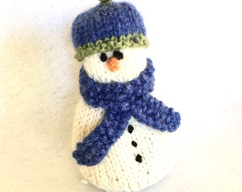 Knitted Snow Family-Junior Snowman-Christmas Decor-Hand Knitted Snowman-Snowman Doll-Winter Decorations-Handmade Gift-Vintage Holiday Decor