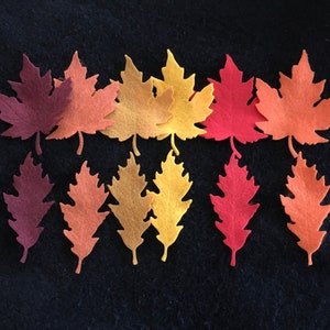 Felt Autumn Leaves: Maple & Oak Leaf Appliques, Harvest Colors