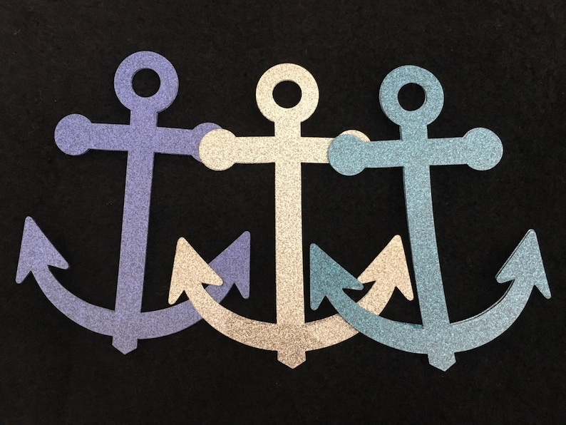 Glitter-Iron-On-Anchor Appliques-Glitter Heat Transfers-Bible Journaling-Faith Vinyl Applique-Illustrated Art Faith Decal-Maritime Decor immagine 1