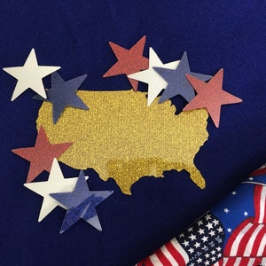 USA Iron On Decal-Patriotic Apparel-July 4th Decor-Glitter Iron-On-Star Appliques-HTV Glitter Appliques-Star Appliques-Star Patch-Decor