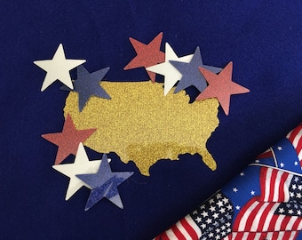 USA Iron On Decal-Patriotic Apparel-July 4th Decor-Glitter Iron-On-Star Appliques-HTV Glitter Appliques-Star Appliques-Star Patch-Decor