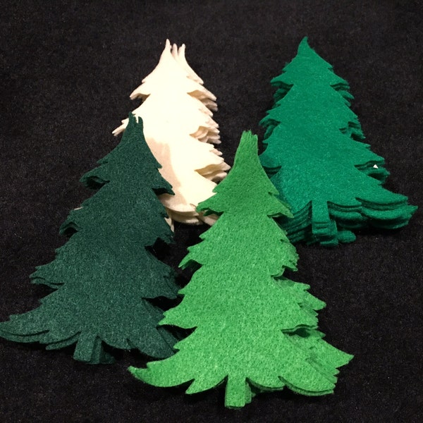 DIY Christmas Ornaments-Felt Tree Die Cut -Quiet Books-Pine Trees Felt Pieces-Felt Embellishments-Appliques-Pre-Cut Felt Christmas Trees