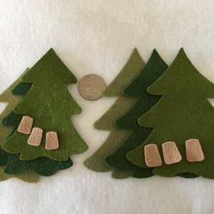 Wool Felt Trees-Applique-Penny Rug Primitive Stitching Quilting Embellishments-Needle Felt-Wool-DIY Crafts-Illustrated Art Faith Tag image 3