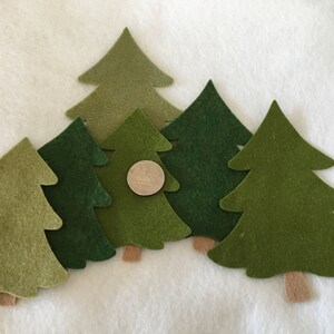 Wool Felt Trees-Applique-Penny Rug Primitive Stitching Quilting Embellishments-Needle Felt-Wool-DIY Crafts-Illustrated Art Faith Tag image 2