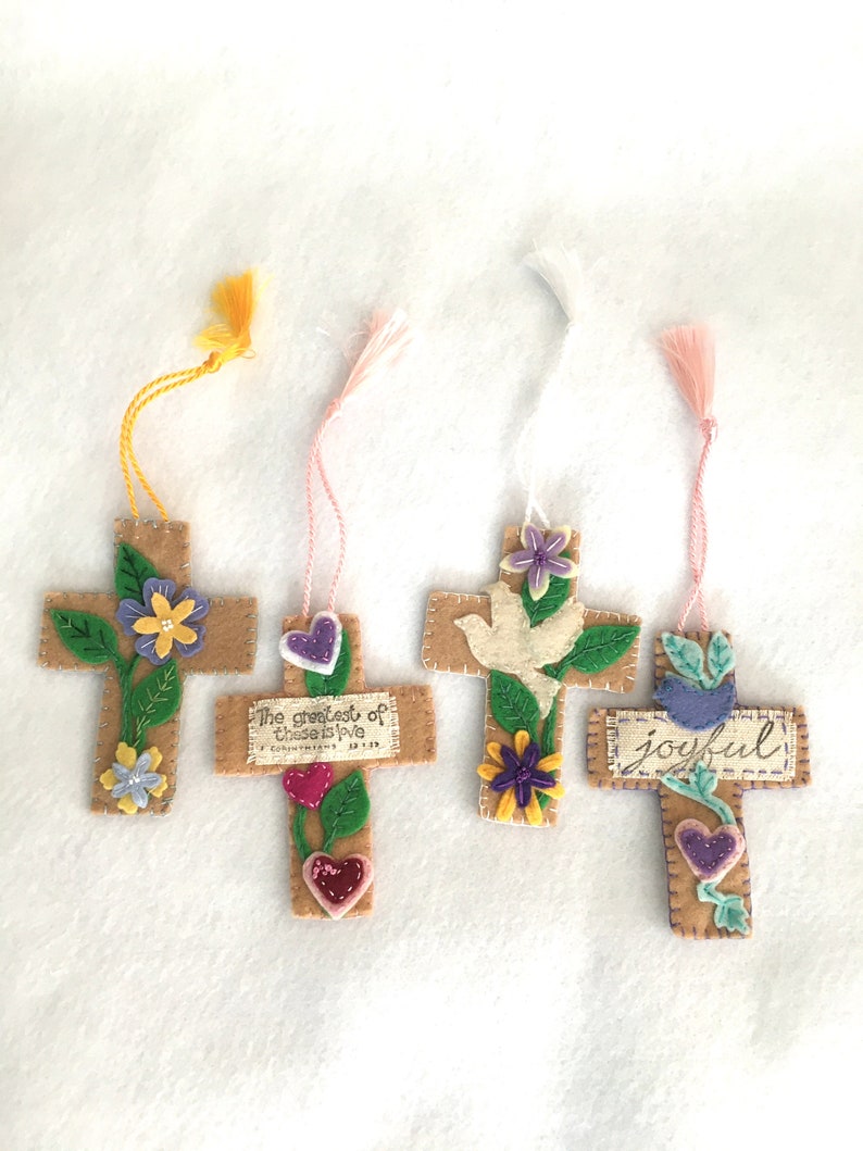 Felt Bookmark Crosses-Bible Journaling-Planner Accessory-Christian Women Gifts-Faith Inspired Gifts-Collage Art-Easter Gifts-Custom Bookmark image 2
