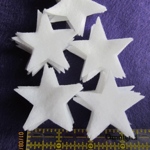White Felt Stars: 2 Inch Die Cut Appliques, DIY Craft Supplies (50 ct)