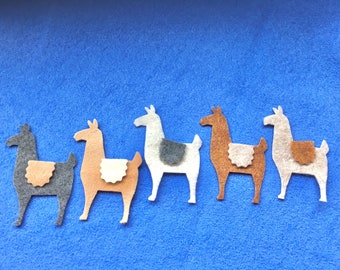 Felt Llamas-50 Piece Die Cut Felt Llama with Saddle-Assorted Colors Felt Alpacas-Quiet Books-Scrapbook Embellishments-Bible Journaling