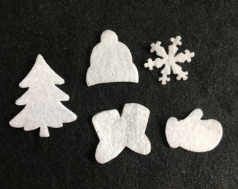 Bundle Up Snow Fun-Felt Shapes-Wax Dipping Felt Samples-Planner-Embellishments-Applique Felt Shapes-Quiet Books-Hat-Mitten-Boots- Decor