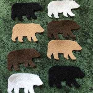 Wool Felt Tiny Bears-Applique-Penny Rug- Primitive Stitching Quilting Embellishments-Needle Felt-Wool-DIY Crafts-Illustrated Art Faith Tag