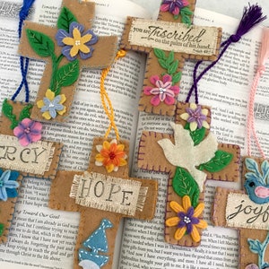 Felt Bookmark Crosses-Bible Journaling-Planner Accessory-Christian Women Gifts-Faith Inspired Gifts-Collage Art-Easter Gifts-Custom Bookmark image 7