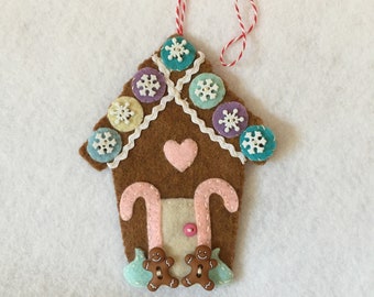 DIY Felt Gingerbread House Ornament Kit: Christmas Holiday Craft