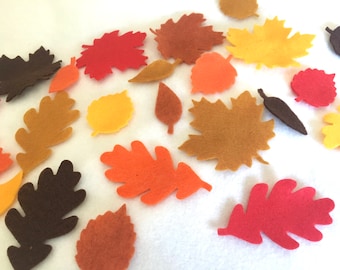 Falling Leaves-Felt Fall Leaves-Felt Maple Leaf-Felt Oak Leaf-Home Decor-Cardmaking-Felt Fall Leaves Cut Outs-Leaf Appliques-Harvest Colors