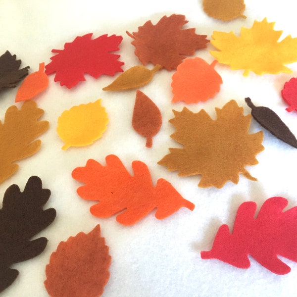 Falling Leaves-Felt Fall Leaves-Felt Maple Leaf-Felt Oak Leaf-Home Decor-Cardmaking-Felt Fall Leaves Cut Outs-Leaf Appliques-Harvest Colors