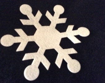 7" White Felt Snowflakes: XL DIY Craft Appliques, Set of 6