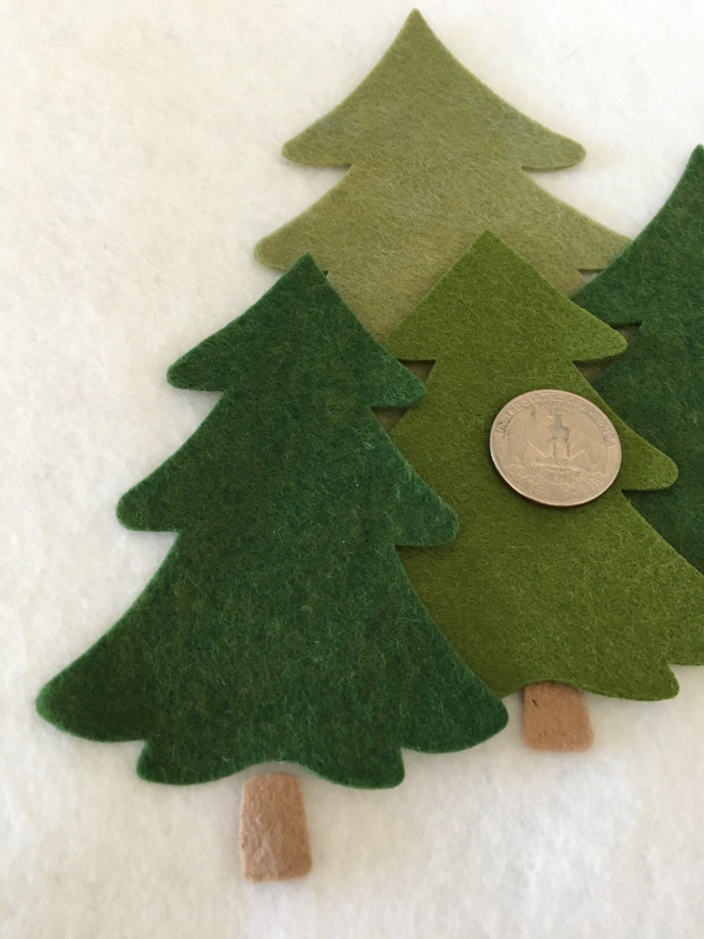 Wool Felt Trees-Applique-Penny Rug Primitive Stitching Quilting Embellishments-Needle Felt-Wool-DIY Crafts-Illustrated Art Faith Tag image 4