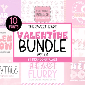 The Sweetheart Valentine Font Bundle Vol.01 : Love, Romantic Font (OTF, TTF)