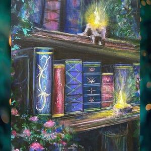 Lámina de estantería de brujas: decoración cottagecore mística