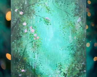 Fantasy misty nature Print: Witchy Cottagecore Wall Art