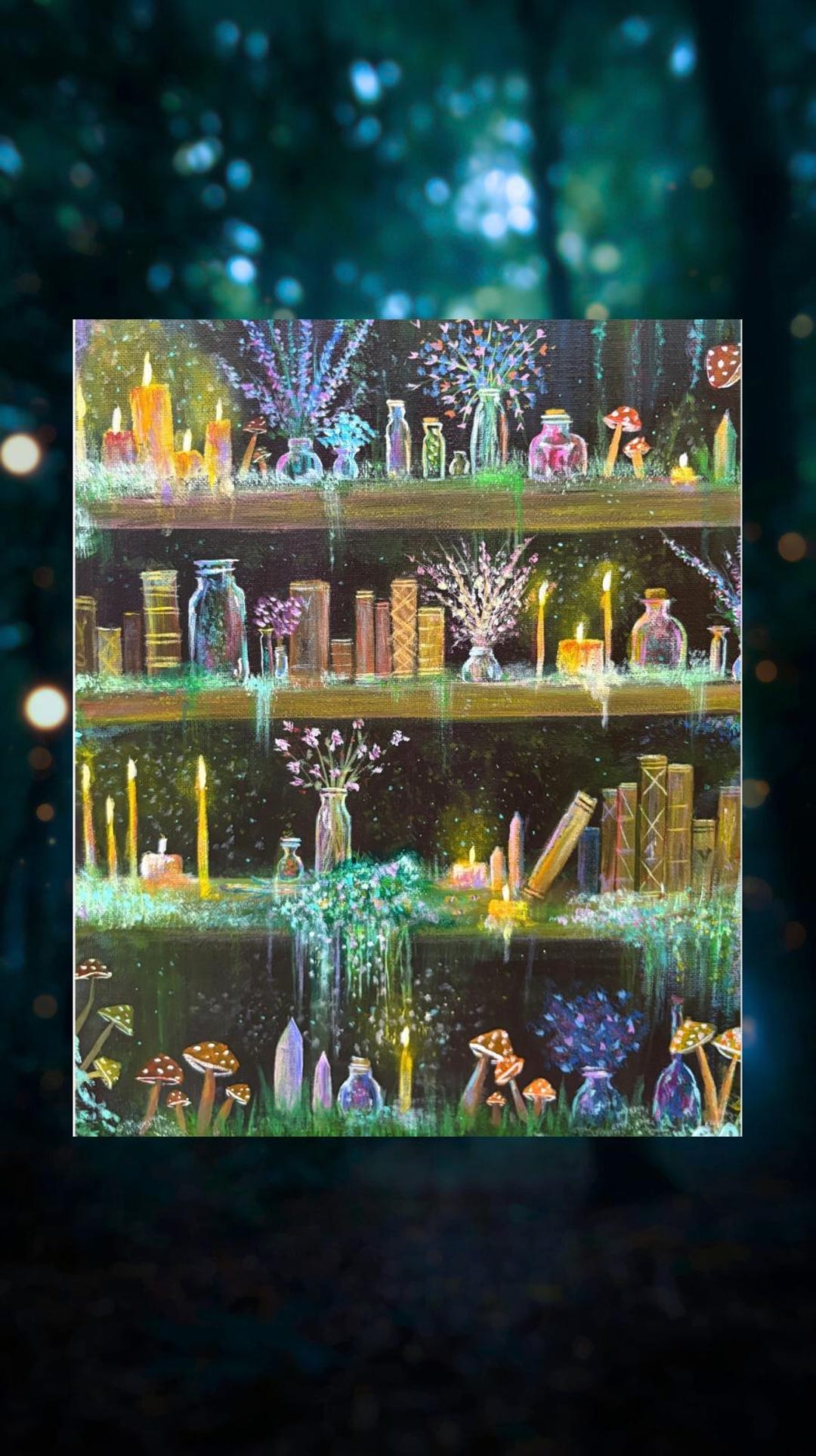Enchantress Shelf Art Print: Witchy Potion Bookshelf, Cottagecore Decor ...