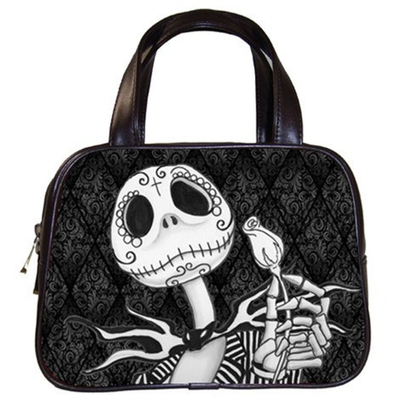 Jack Skellington on Black Damask Hand Bag Black Etsy