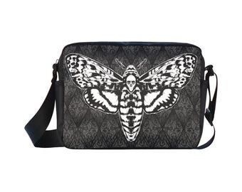 Death Head Moth on Damask Cross-body Nylon Bag