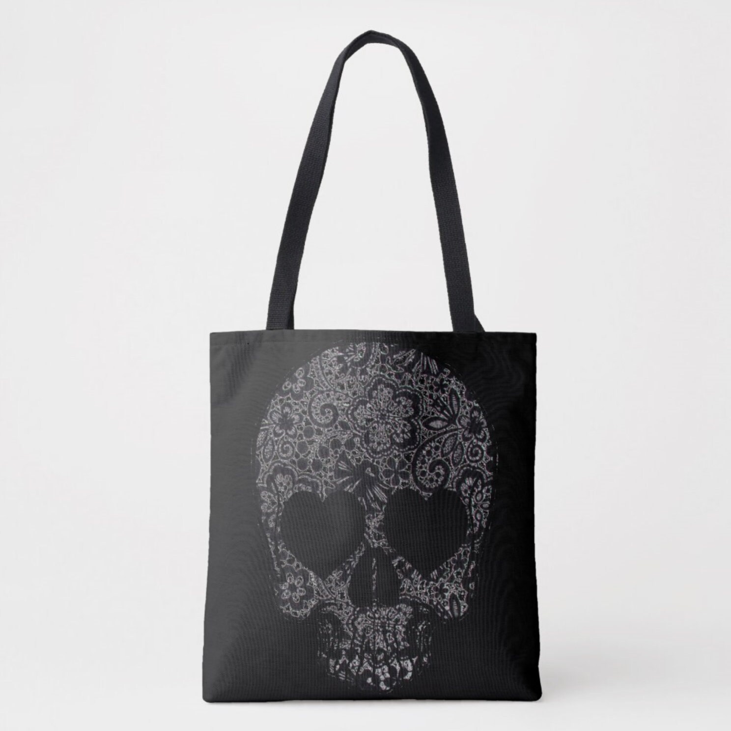 Black Lace Skull Tote | Etsy