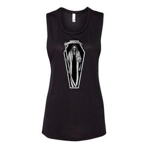 Grim Reaper Santa Muerte Women&#39;s Flowy Scoop Muscle Tank