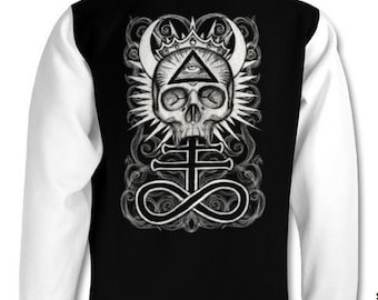 Illuminati Skull with Leviathan Cross varsity jacket