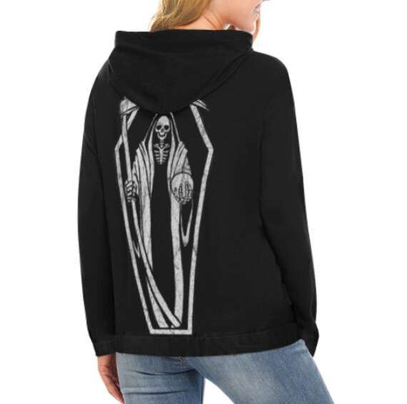 grim reaper zip up moletom com capuz