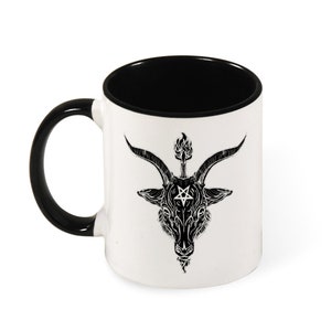 Black Phillip Baphomet Multicolor Ceramic Coffee Mug 11 Oz with Colored Handle