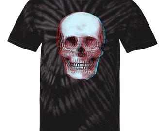 3-D Skull 100% Cotton Tie Dye T-Shirt
