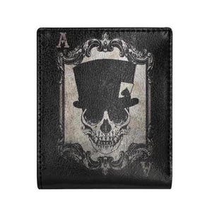Cartera plegable con bolsillo para monedas y diseño de calavera de mono vudú